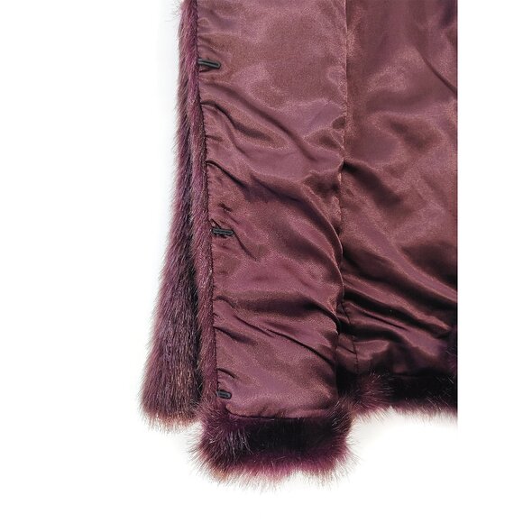 Fabulous Fur Vest Vegan Brown Plum Beaded Embellished Neck S Donna Salyers - Picture 8 of 9